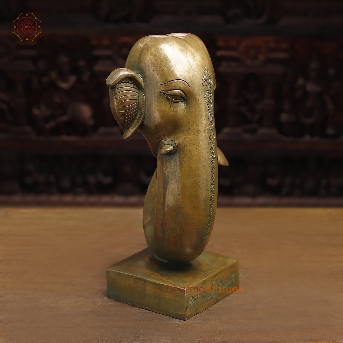 Brass Modern Ganesh, Golden Finish, 17"