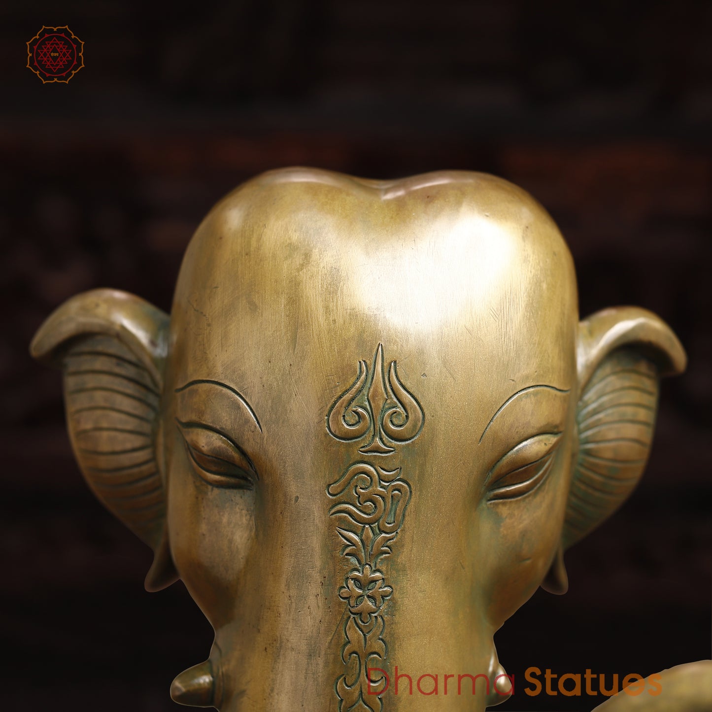 Brass Modern Ganesh, Golden Finish, 17"