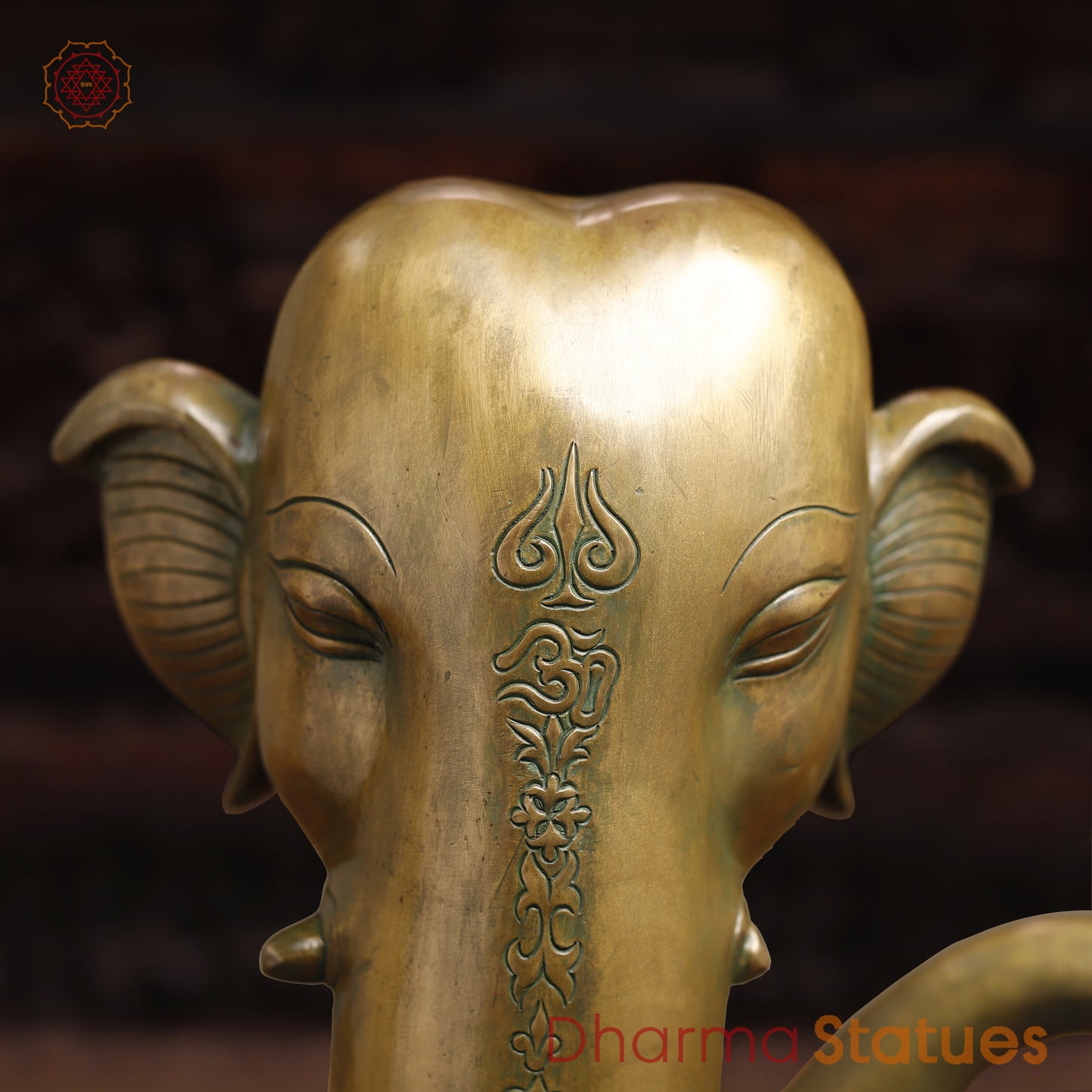 Brass Modern Ganesh, Golden Finish, 17"