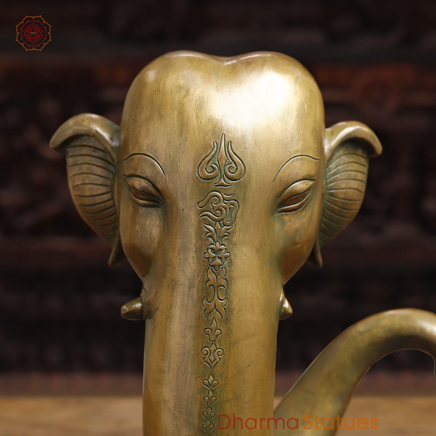 Brass Modern Ganesh, Golden Finish, 17"