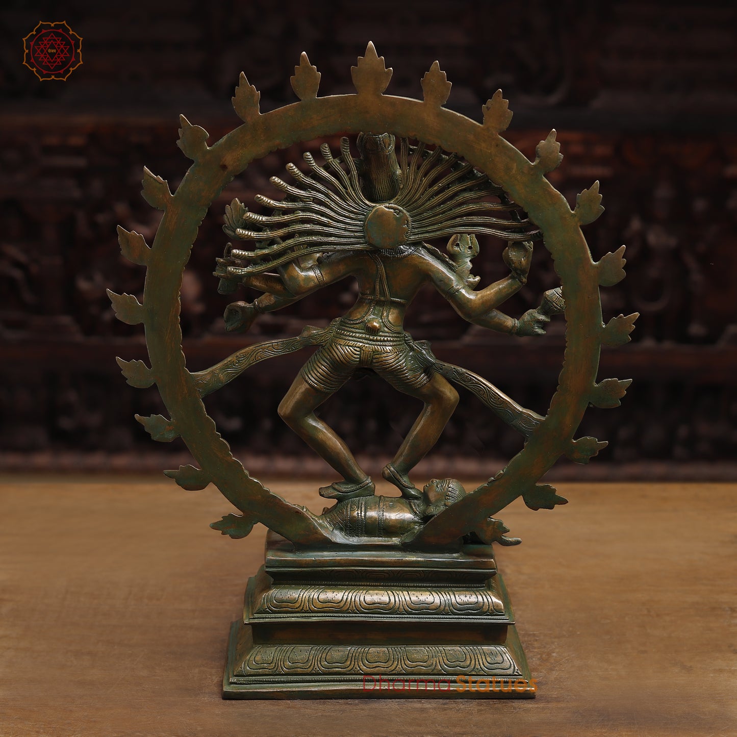 Brass Nataraj, Dancing Shiva, Golden & Green Finish, 20"