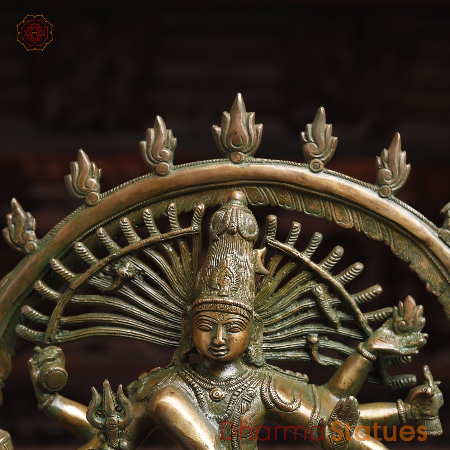Brass Nataraj, Dancing Shiva, Golden & Green Finish, 20"