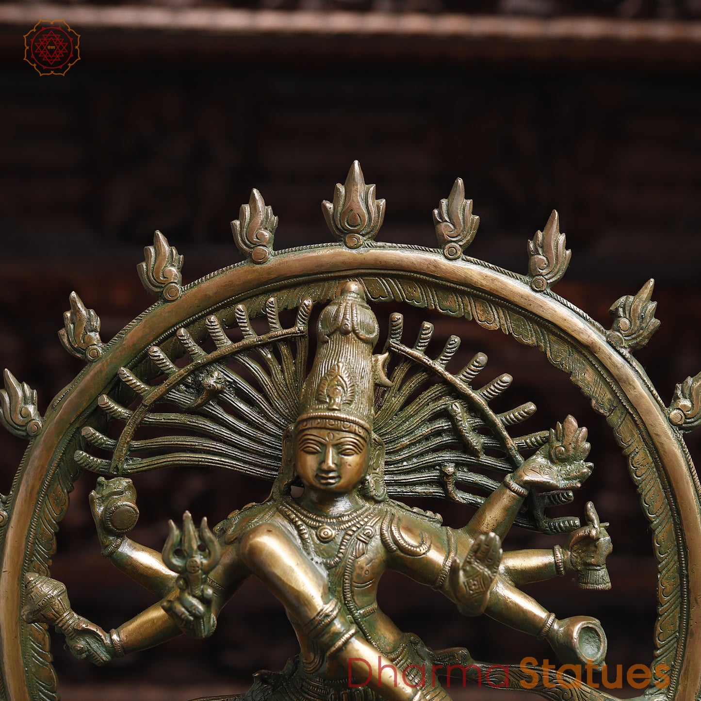 Brass Nataraj, Dancing Shiva, Golden & Green Finish, 20"