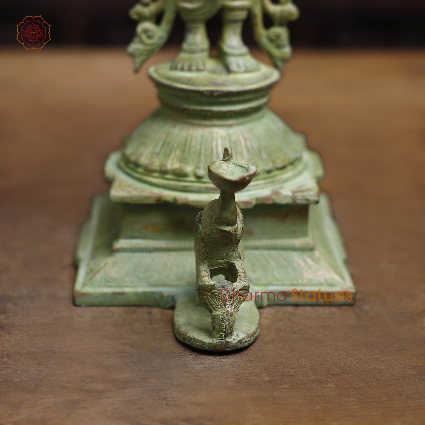 Brass Lakshmi, Green Patina Finish, 15"