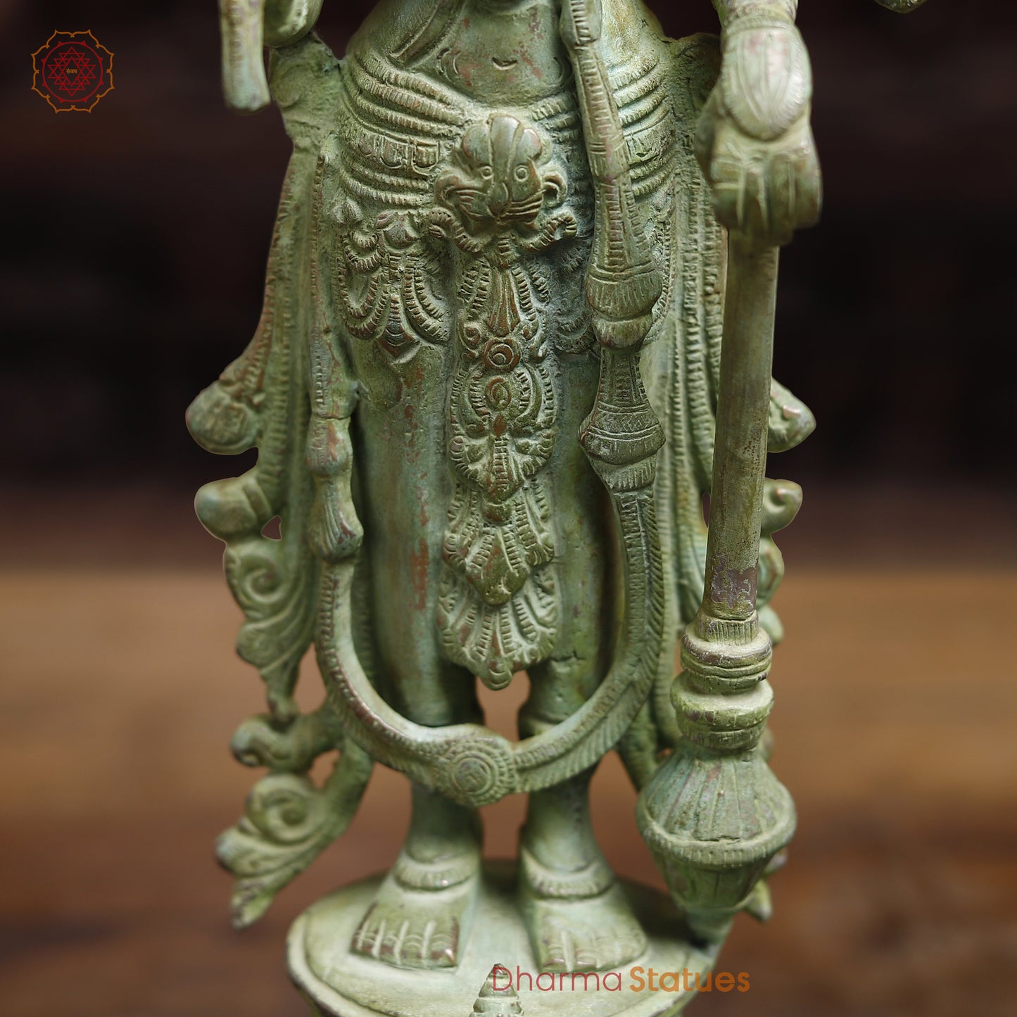 Brass Vishnu & Lakshmi, Green Patina Finish, 15"