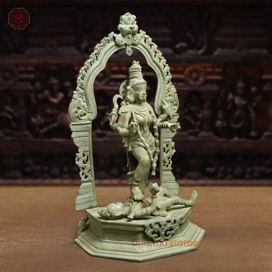 Brass Kali Statue, Green Patina Finish, 21"