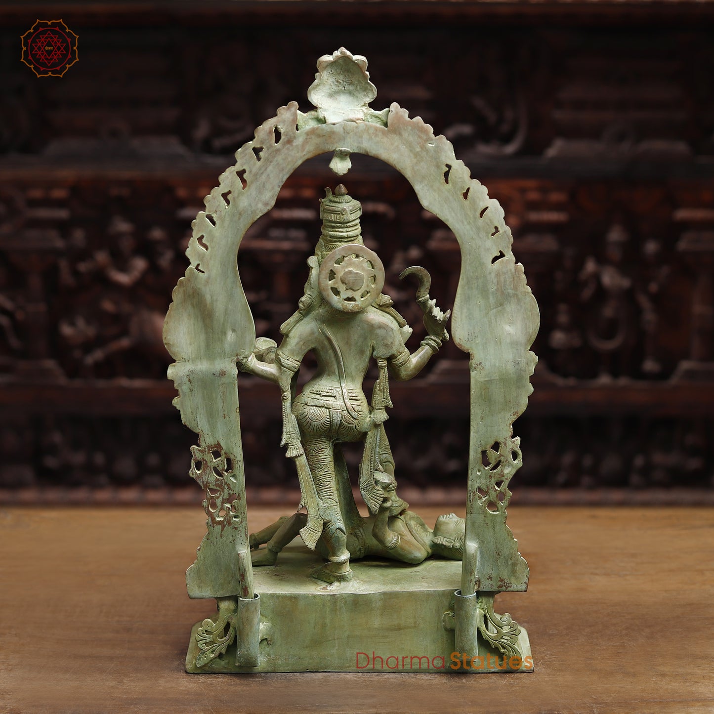 Brass Kali Statue, Green Patina Finish, 21"