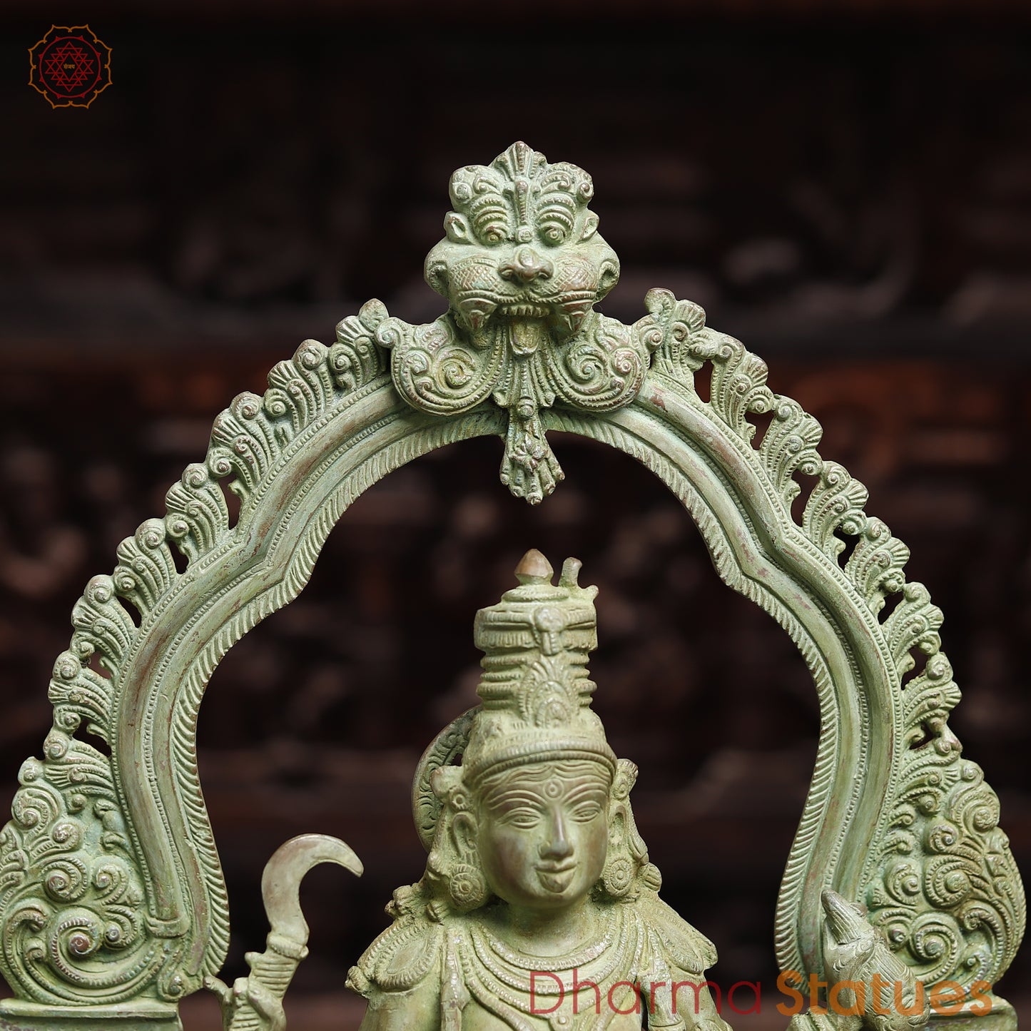 Brass Kali Statue, Green Patina Finish, 21"