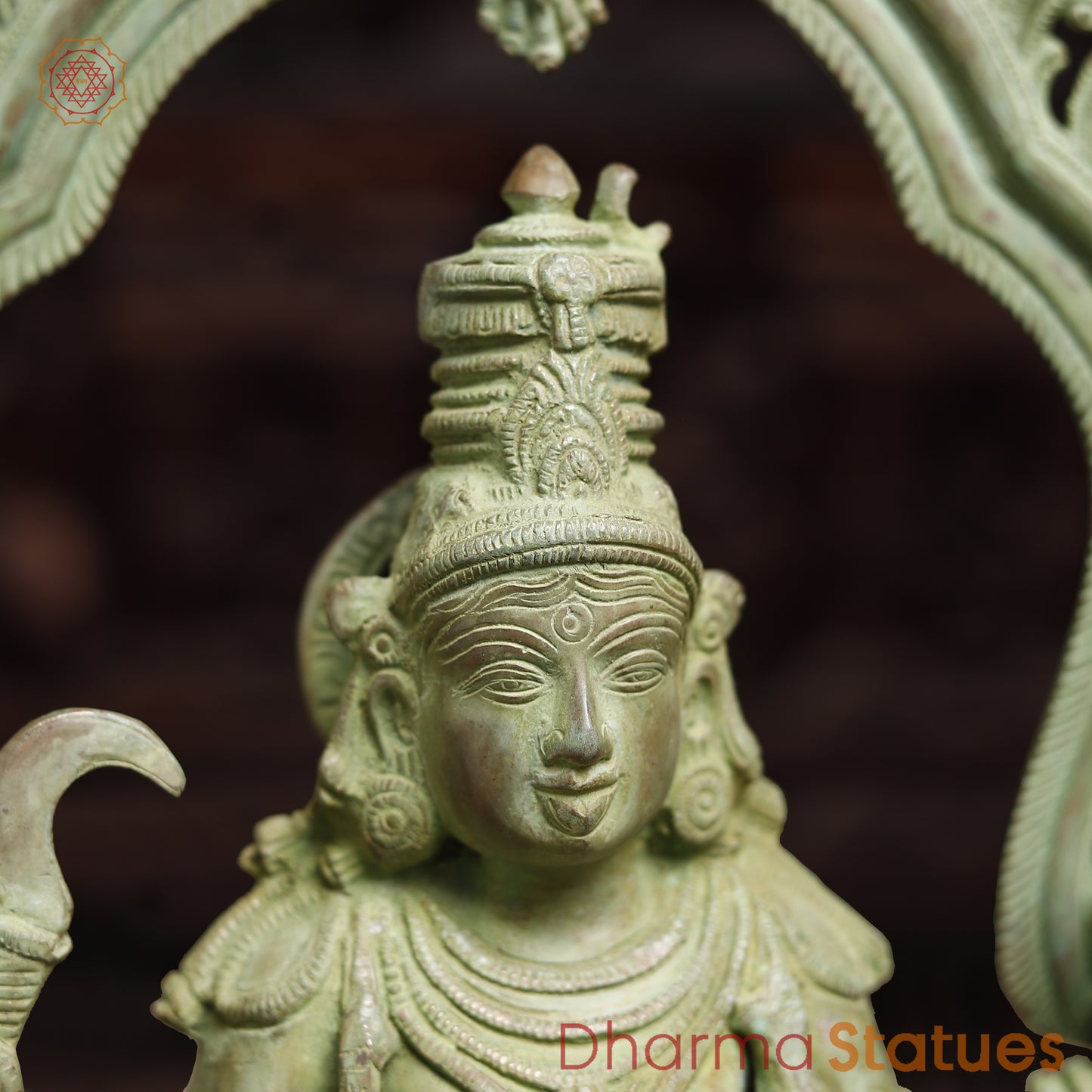 Brass Kali Statue, Green Patina Finish, 21"