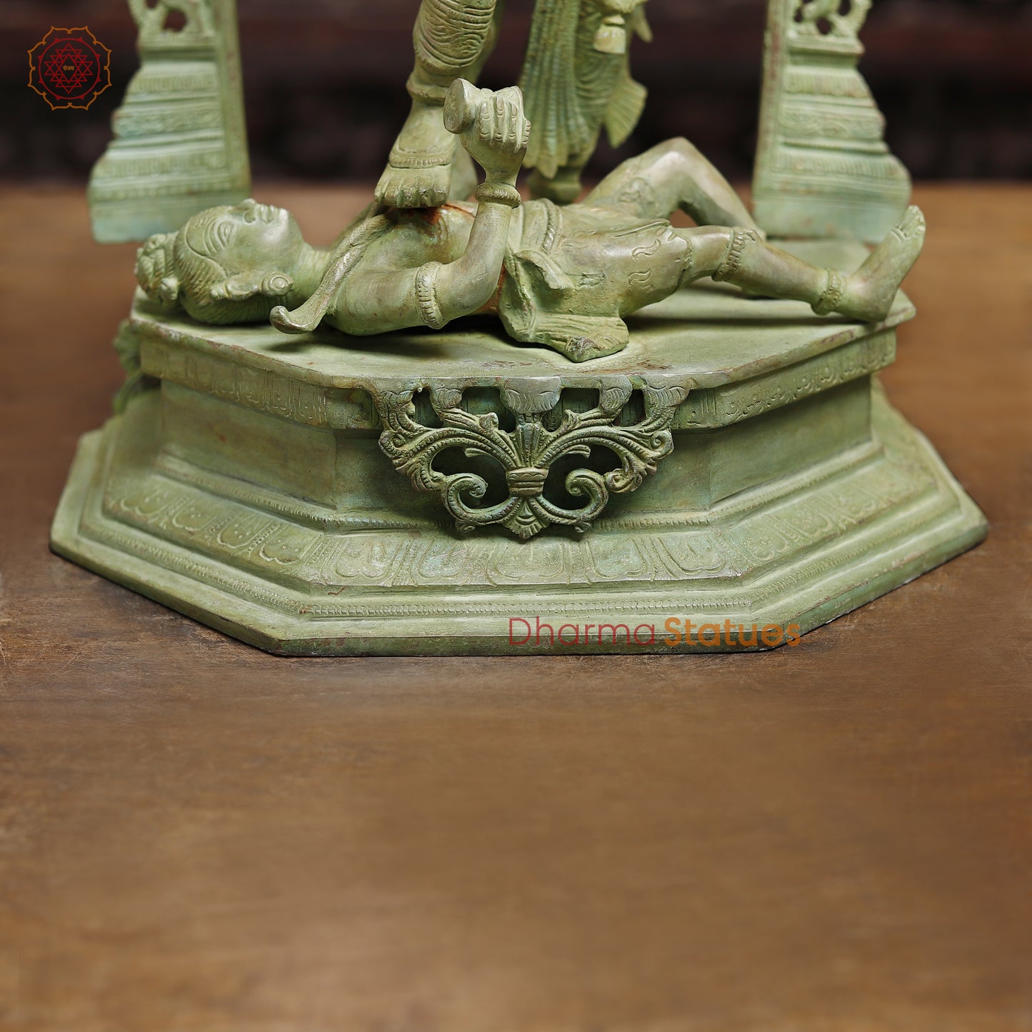 Brass Kali Statue, Green Patina Finish, 21"