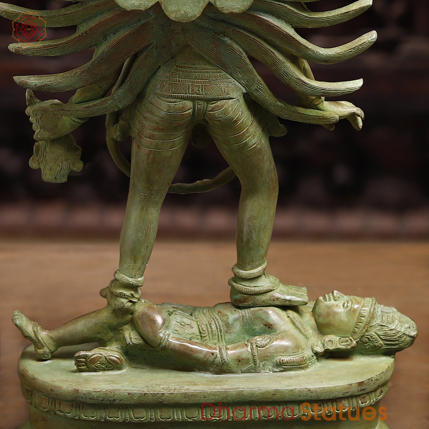 Brass Kali with 4-Arms, Green Patina Finish, 18.5"