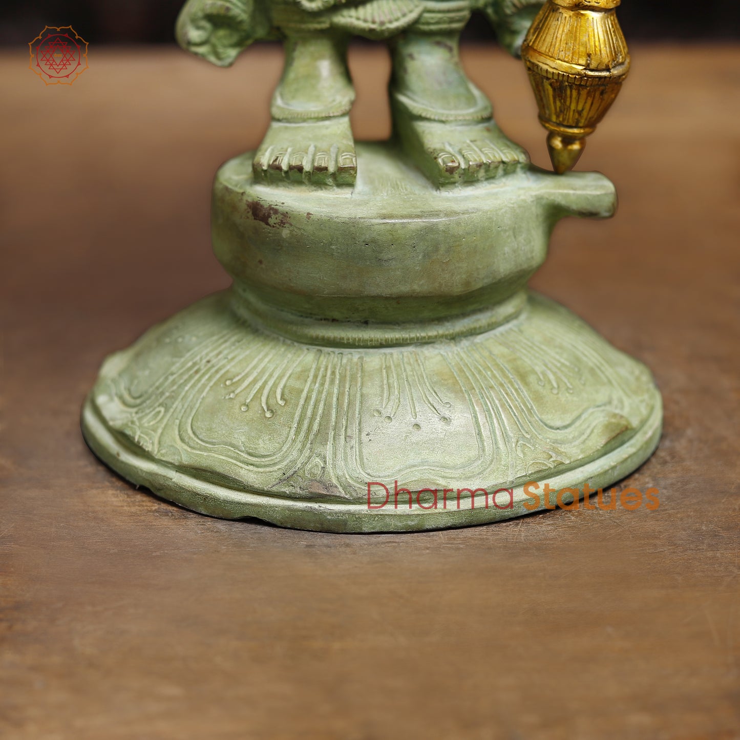 Brass Vishnu Statue, Antique Green Finish, 20"