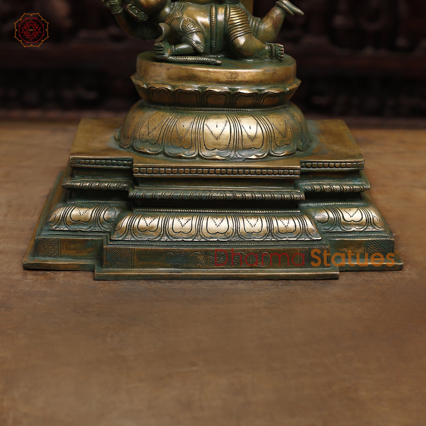 Brass Nataraj, Dancing Shiva, Antique Golden & Green Finish, 33.5"