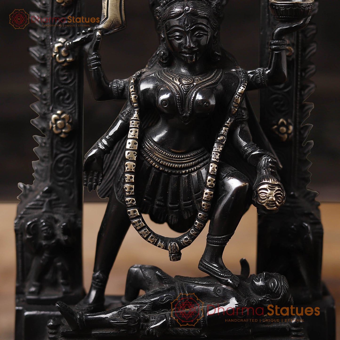 Brass Kali Idol, Transcendent Force, Black Patina, 10.5"