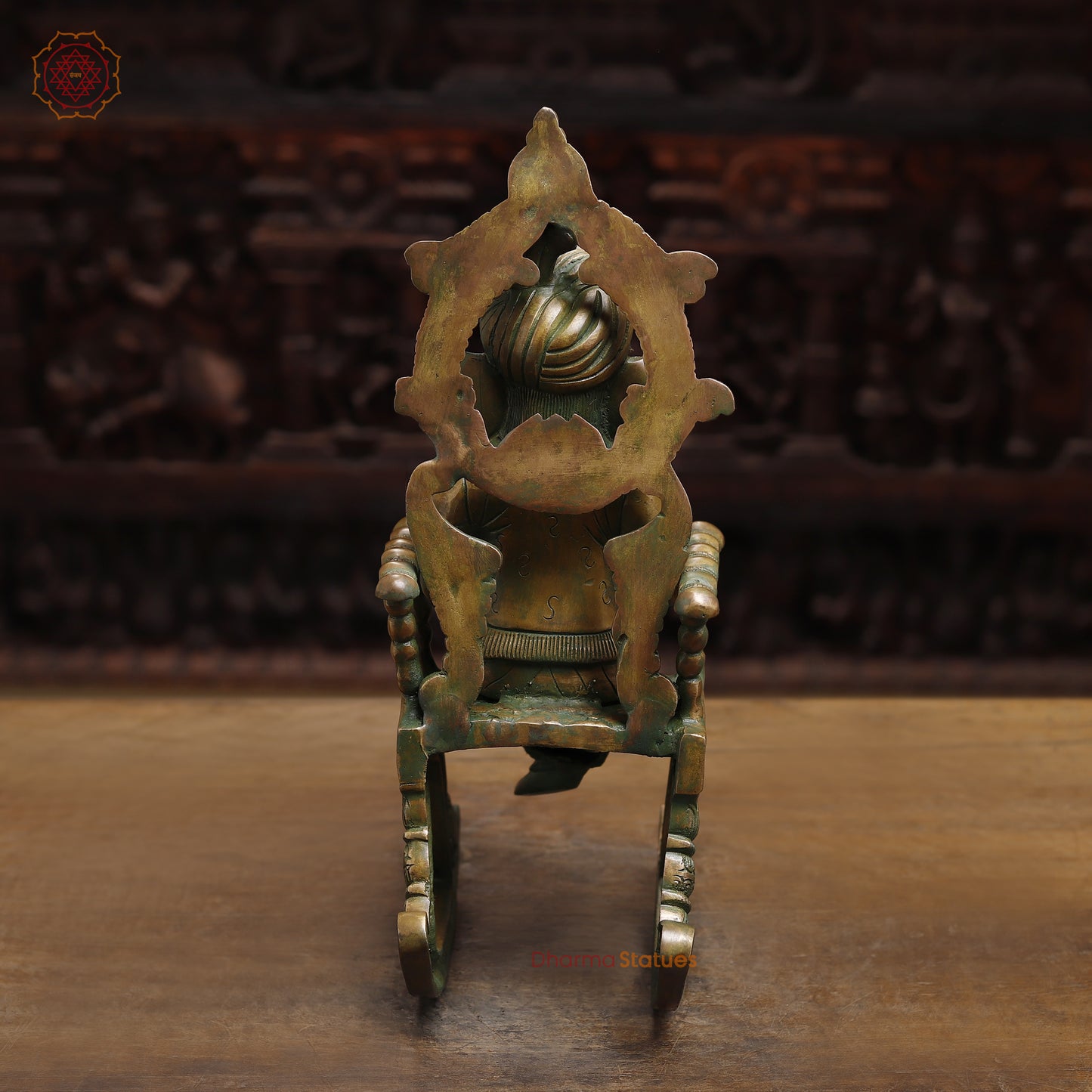 Brass Ganesh on Swinging Chair, Antique Golden Finish, 18"