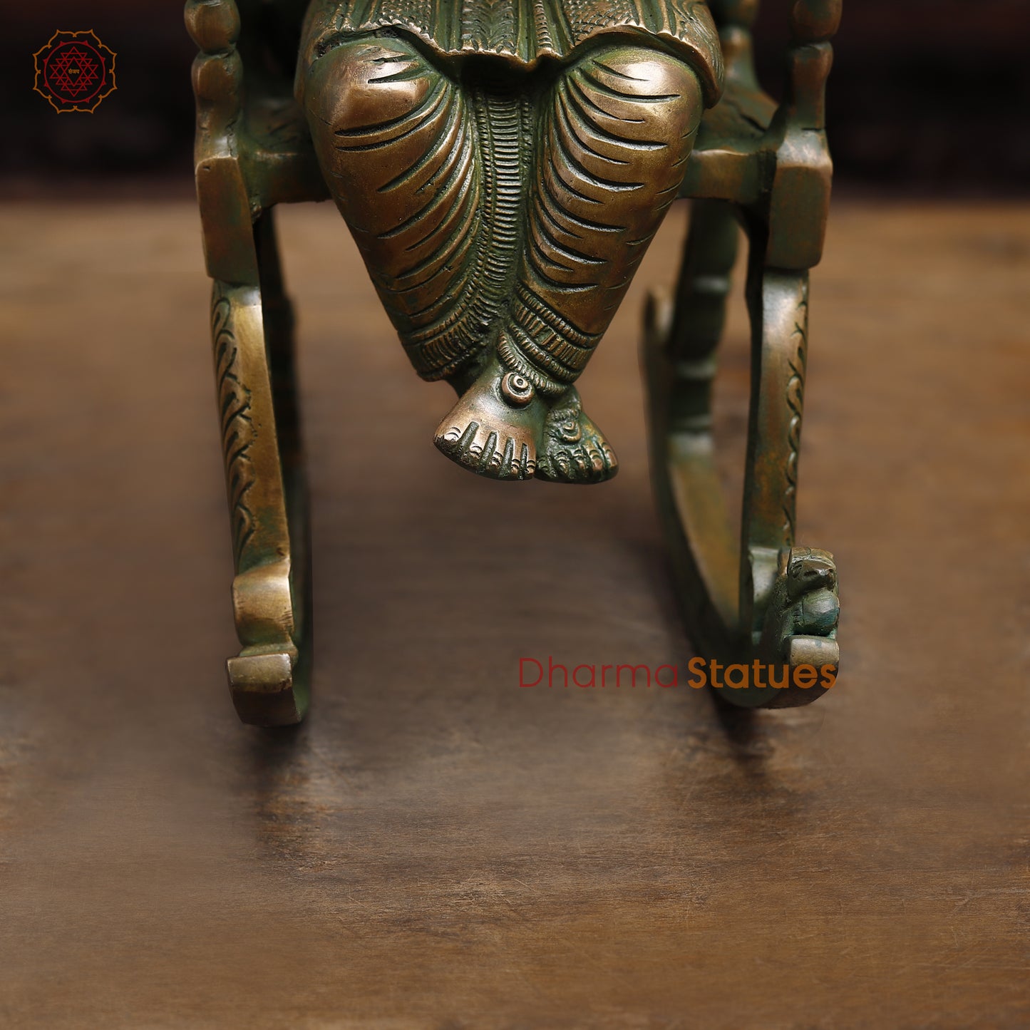 Brass Ganesh on Swinging Chair, Antique Golden Finish, 18"