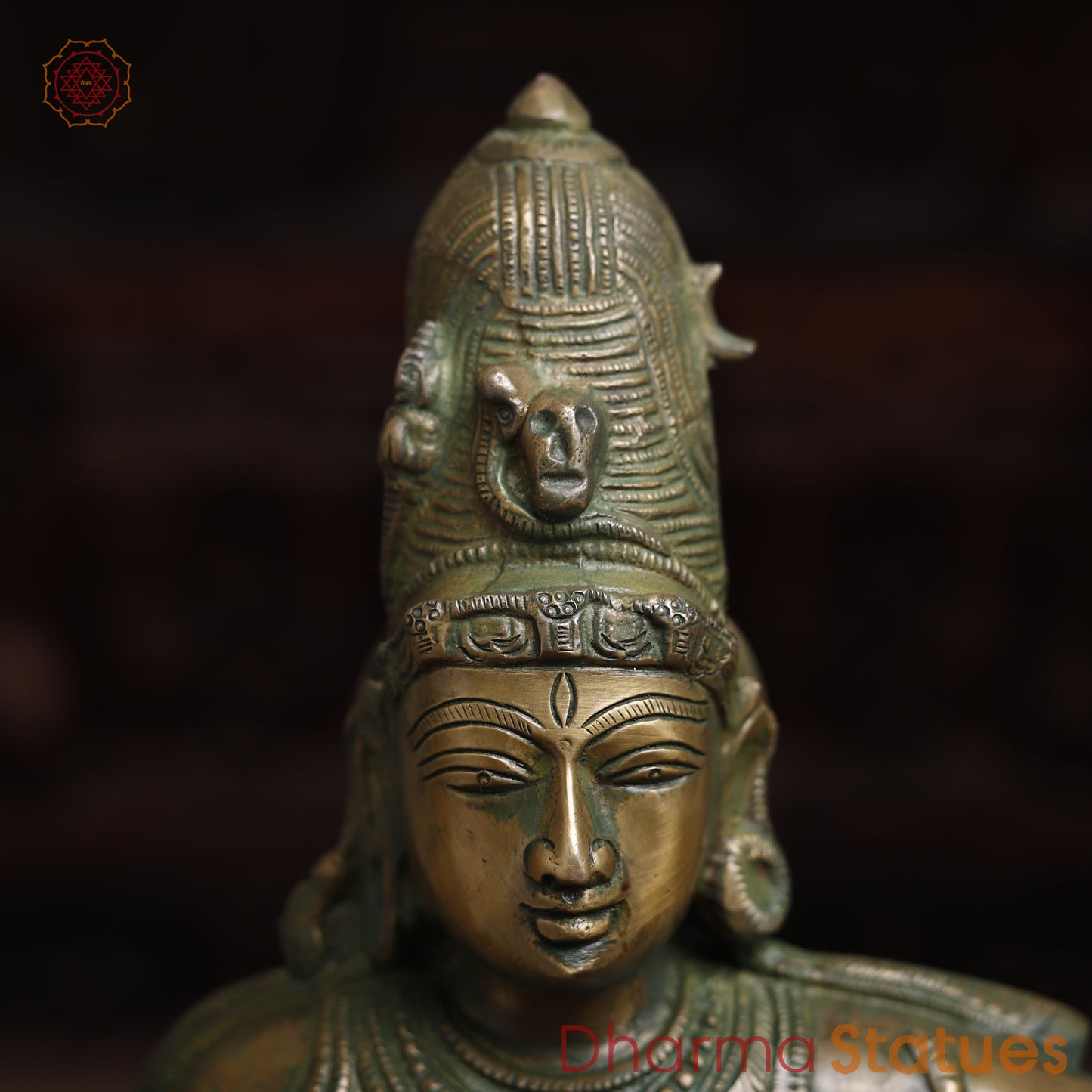 Brass Shiva Tandav, Antique Golden & Green Finish, 22"