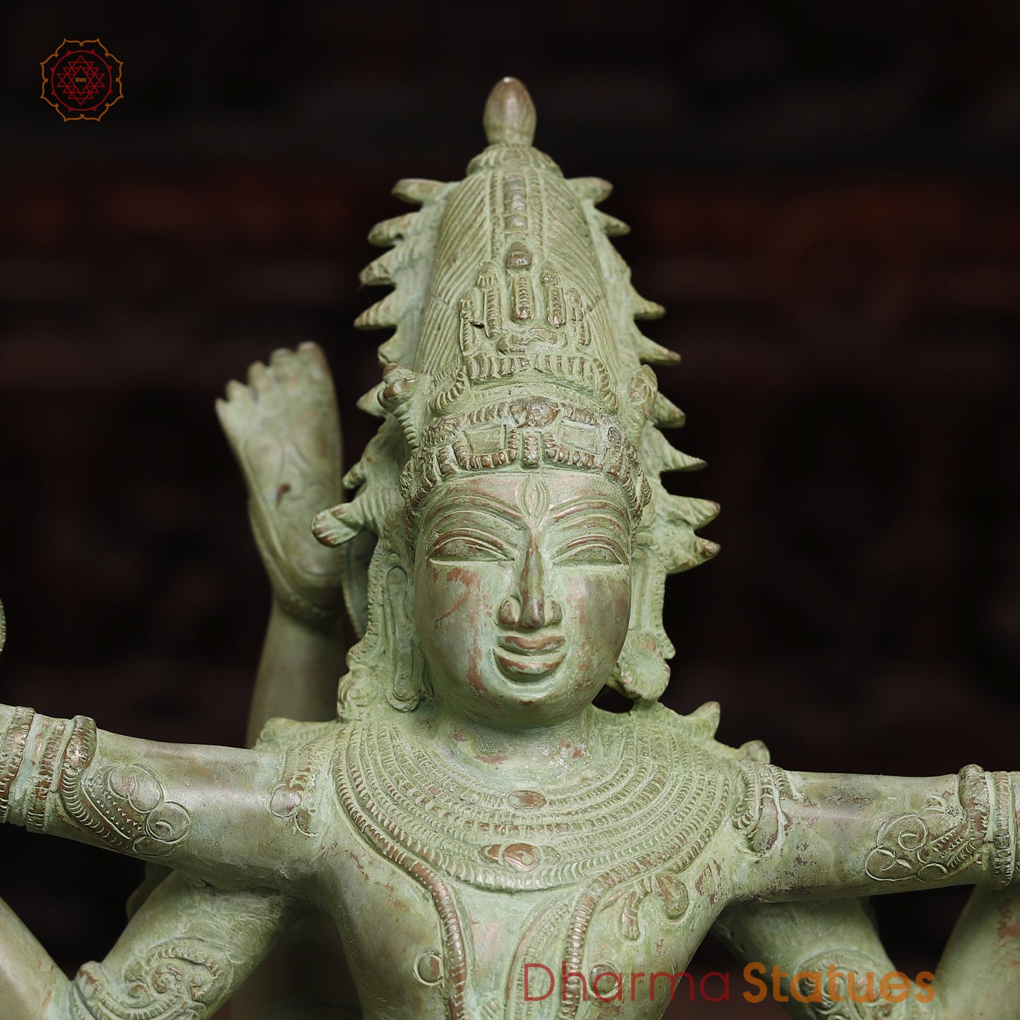 Brass Shiva Tandav, Antique Green Finish, 20"