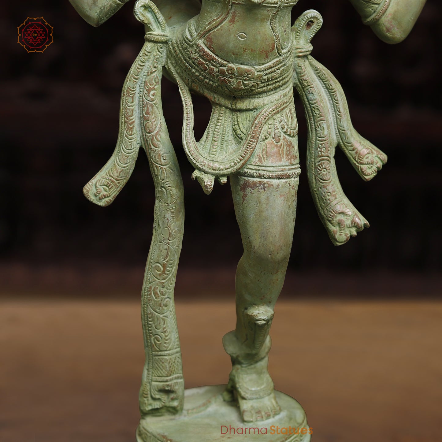 Brass Shiva Tandav, Antique Green Finish, 20"