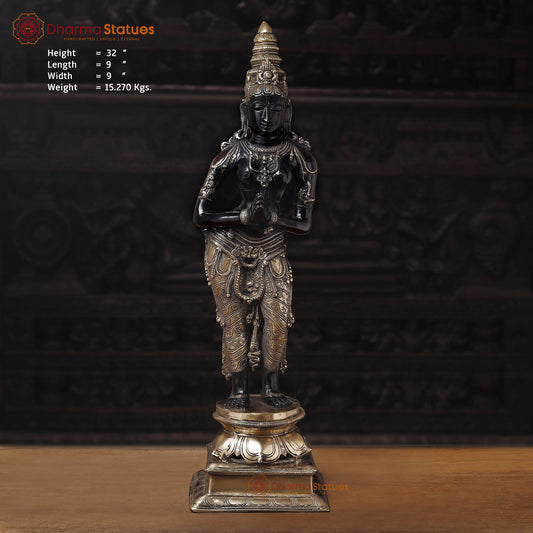 Brass Welcome Lady, Introducing the Namaste Welcome Lady Brass Statue. 32"