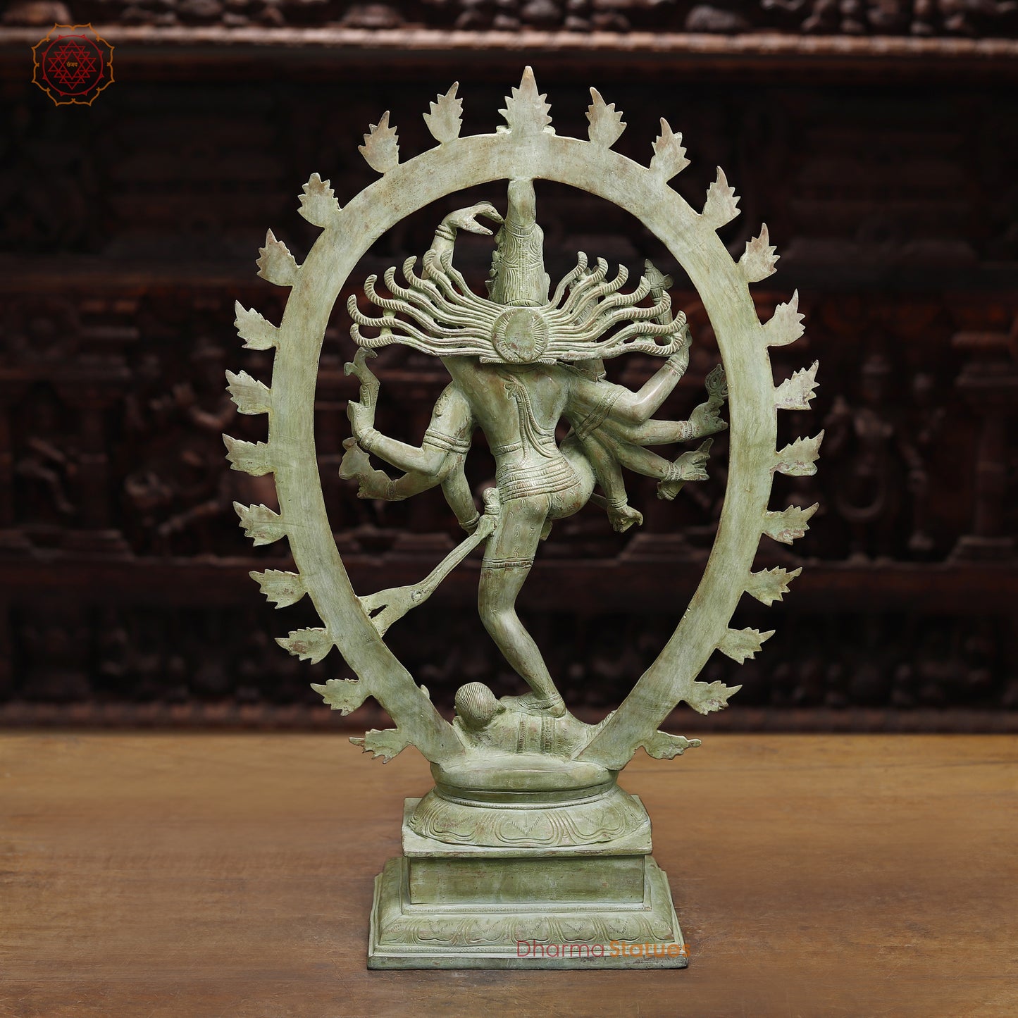 Brass Nataraj, Dancing Shiva, Antique Green Finish, 24.5"