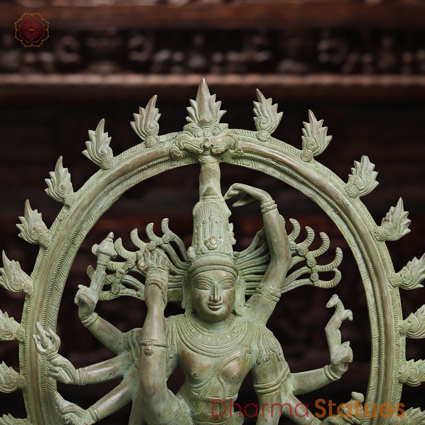 Brass Nataraj, Dancing Shiva, Antique Green Finish, 24.5"