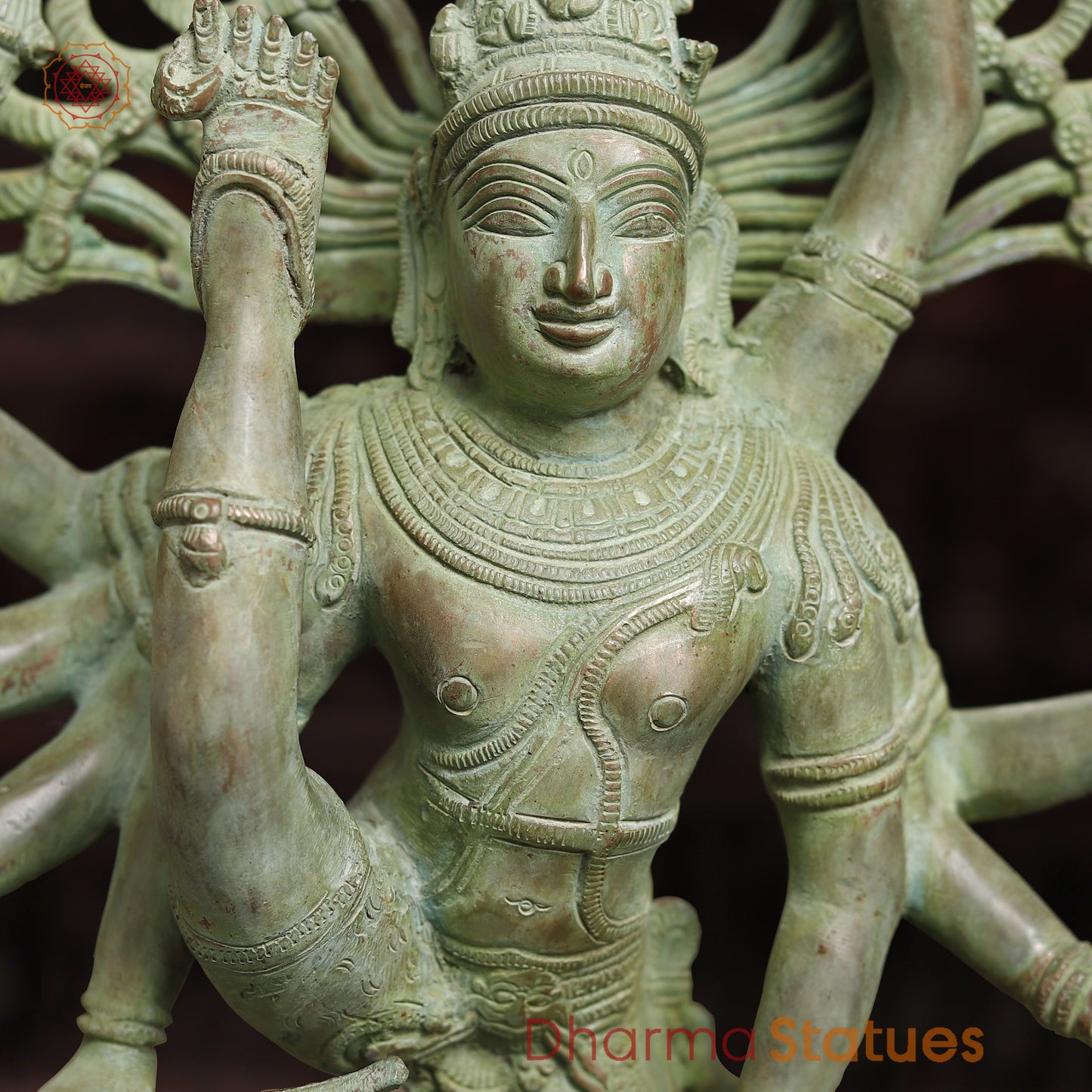 Brass Nataraj, Dancing Shiva, Antique Green Finish, 24.5"