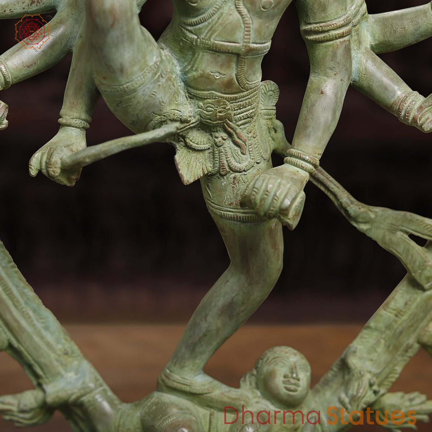 Brass Nataraj, Dancing Shiva, Antique Green Finish, 24.5"