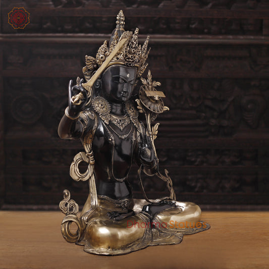 Brass Tara Idol with Sword, Black Patina & Golden Finish 32"