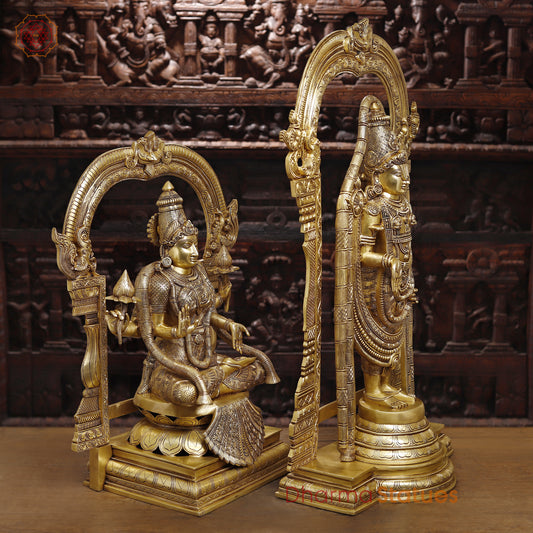Brass Lakshmi & Tirupati Balaji, Fine Golden Finish, 39.5"