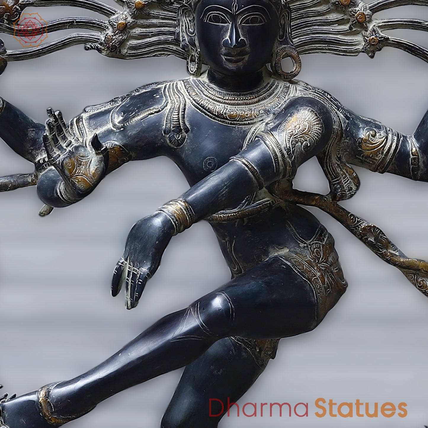 Brass Nataraja, Dancing Shiva, Black Patina & Golden Finish, 54"