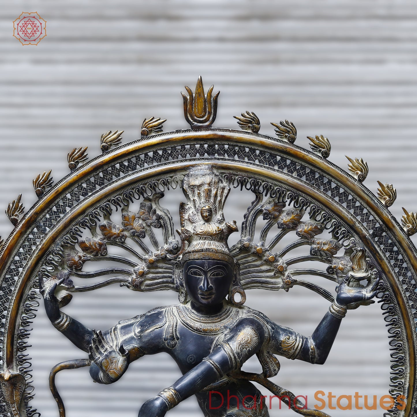 Brass Nataraja, Dancing Shiva, Black Patina & Golden Finish, 54"
