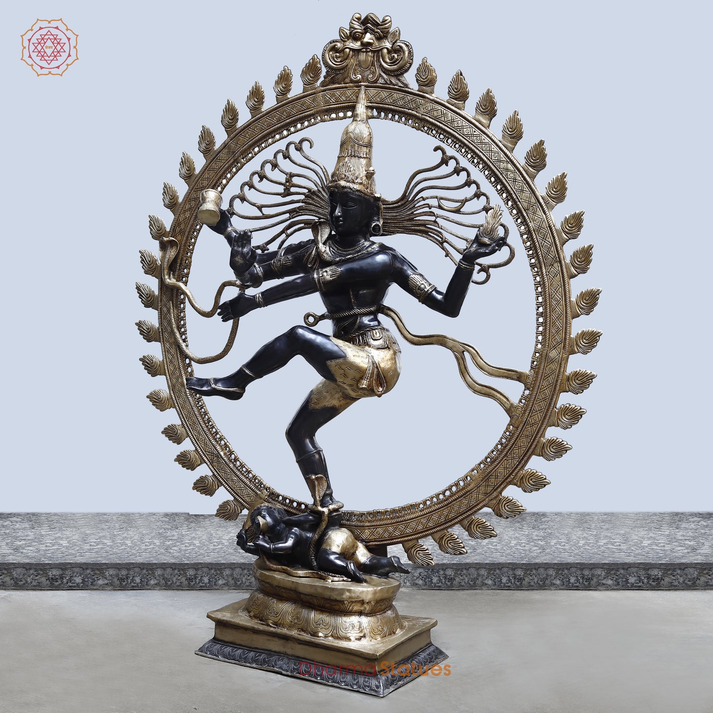 Brass Nataraja, Dancing Shiva, Black Patina & Golden Finish, 71"