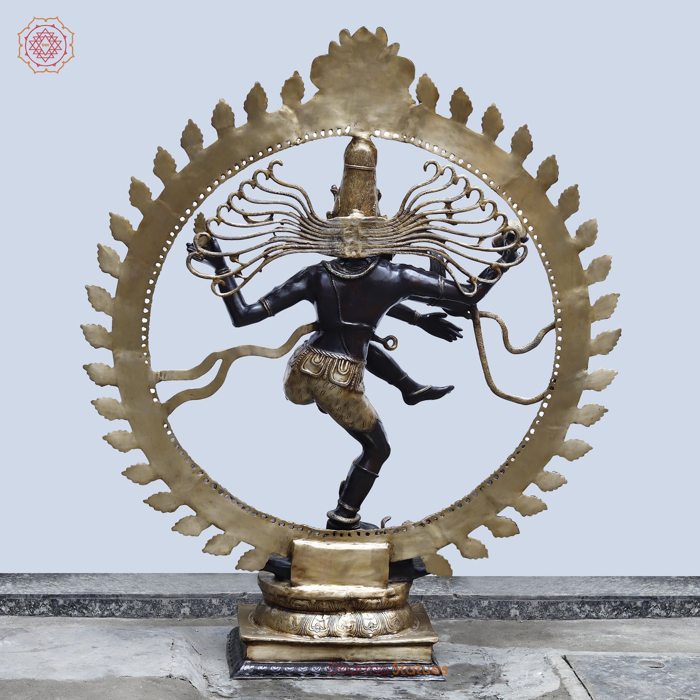 Brass Nataraja, Dancing Shiva, Black Patina & Golden Finish, 71"