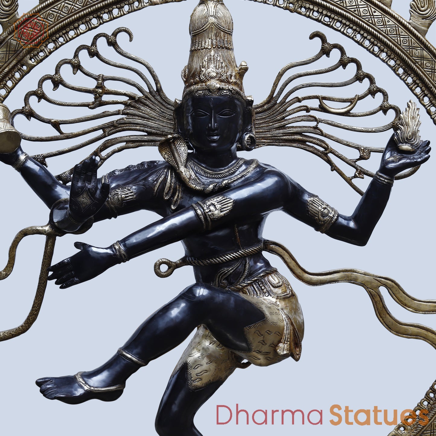 Brass Nataraja, Dancing Shiva, Black Patina & Golden Finish, 71"