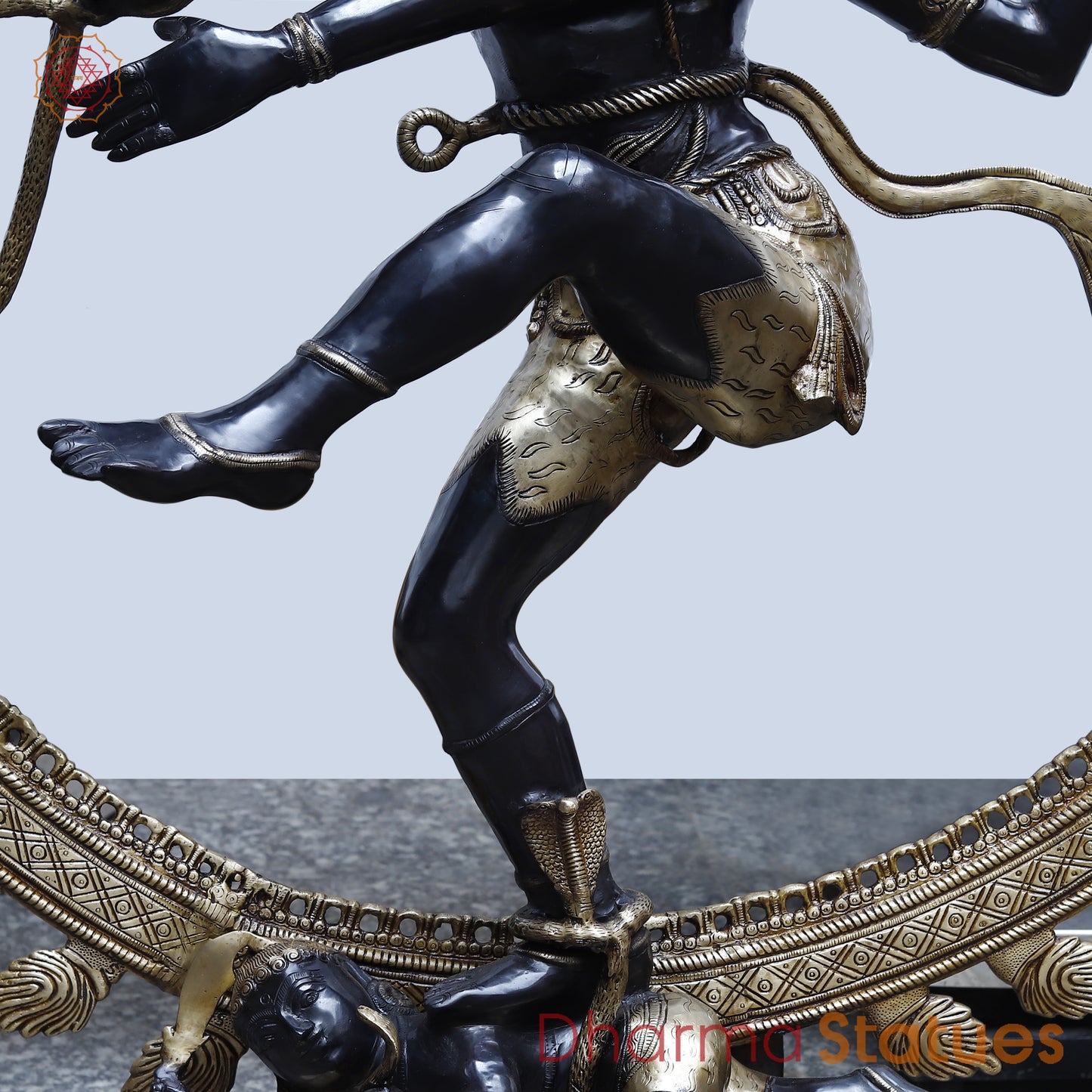 Brass Nataraja, Dancing Shiva, Black Patina & Golden Finish, 71"