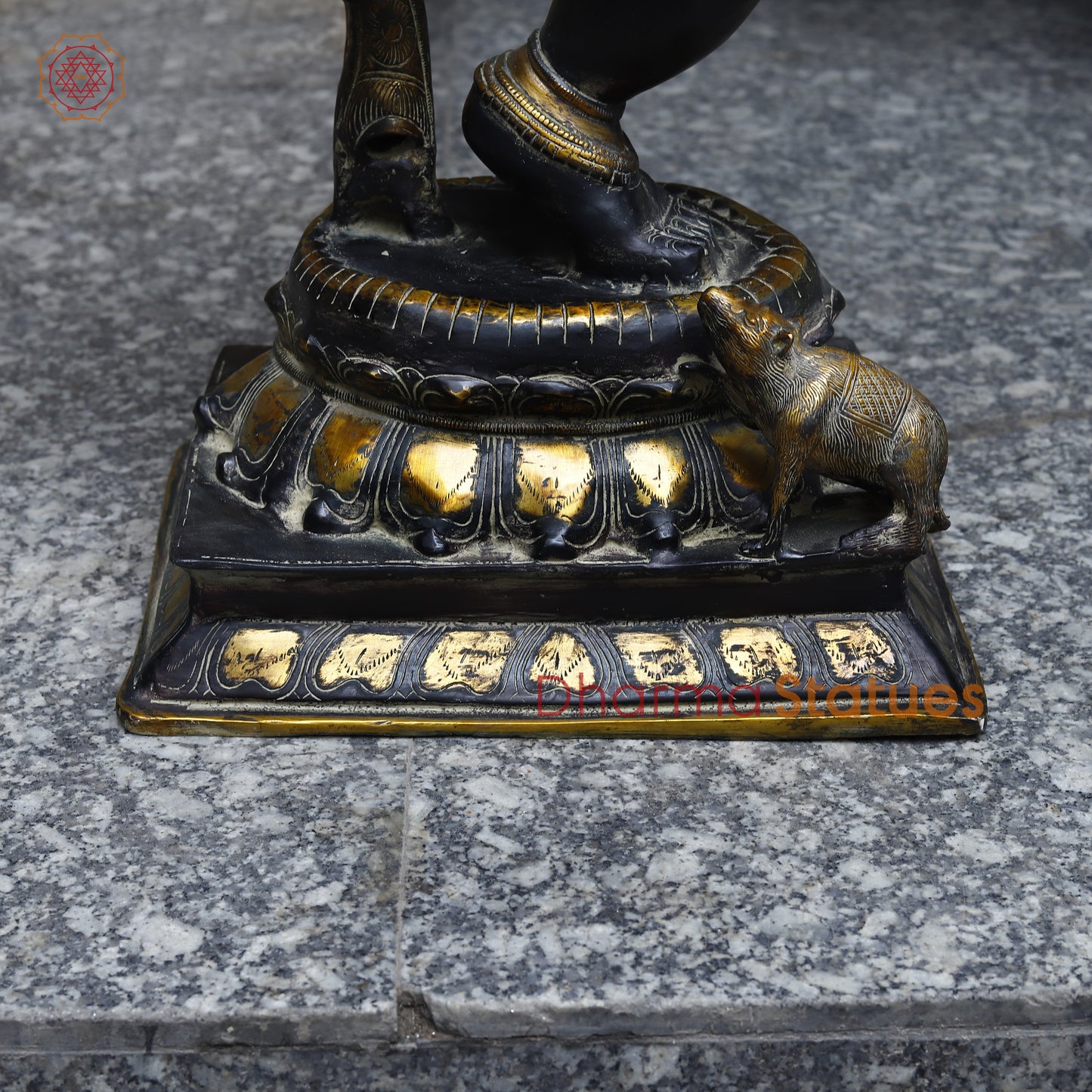 Brass Ganesh Dancing, Black Patina & Golden Finish, 42"