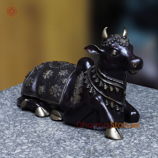 Brass Nandi seated, Black Patina & Golden Finish, 22"