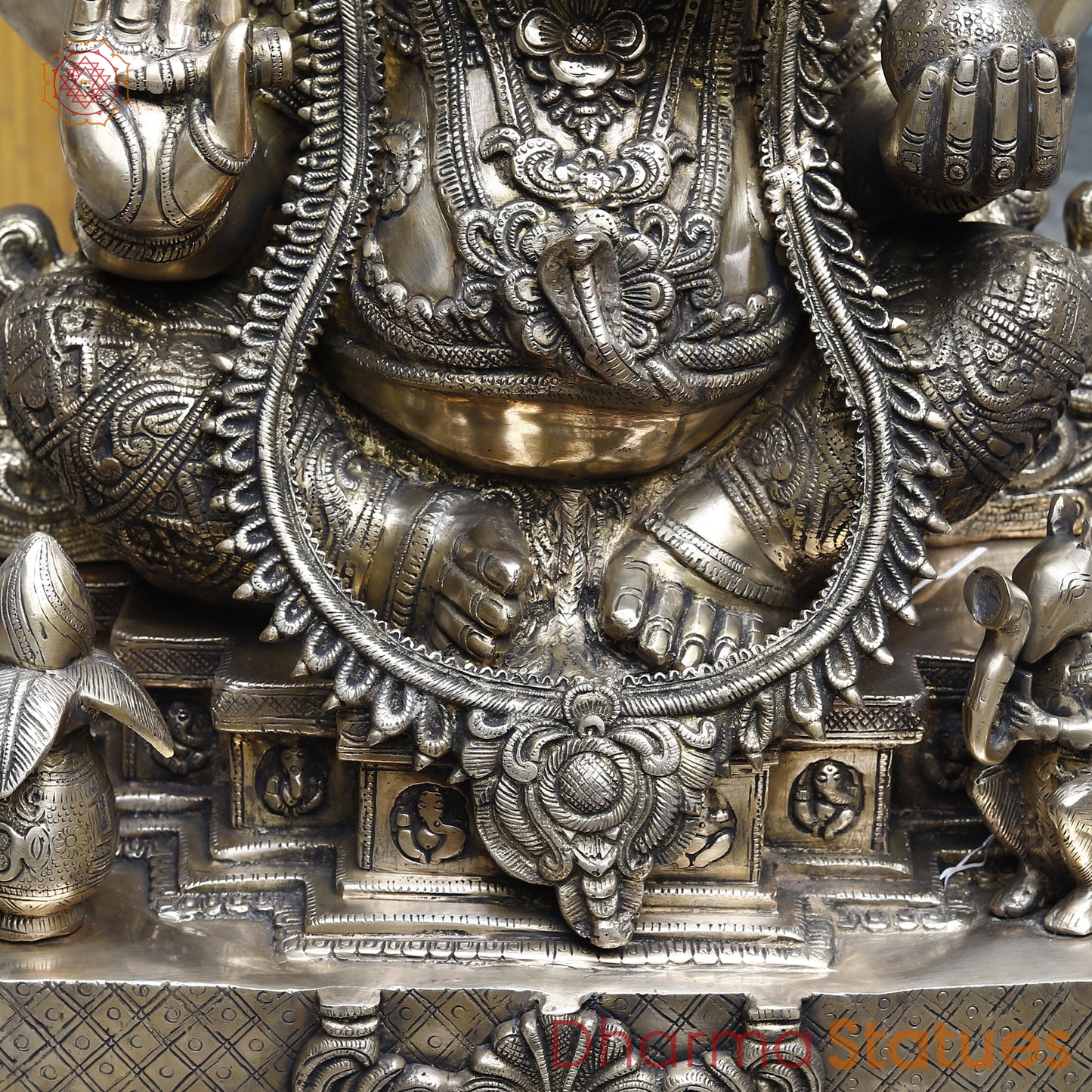 Brass Ganesh seated in Blessing Posture, Fine Golden Finish 35"