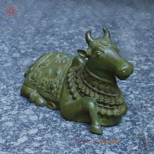 Brass Nandi Seated, Antique Green Finish, 11"