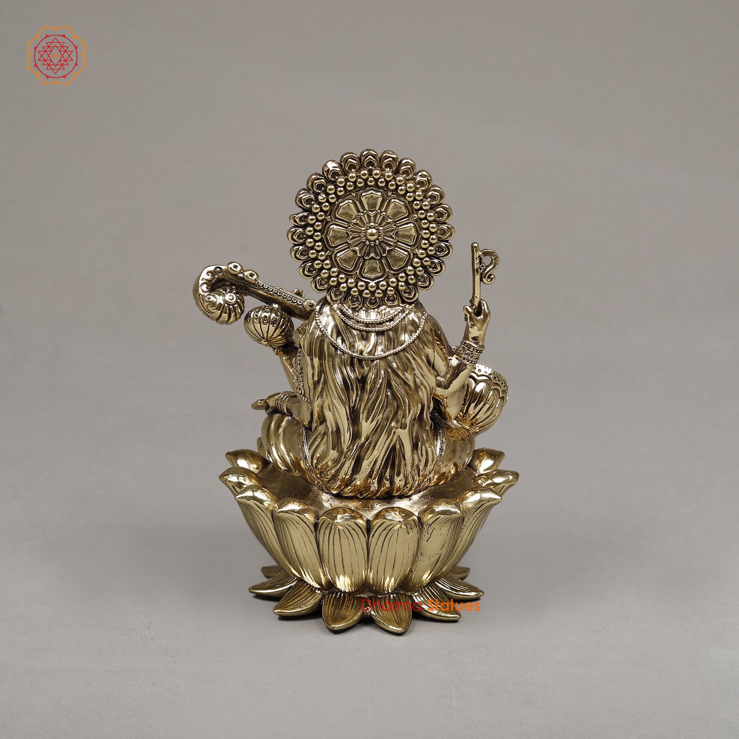 Brass Saraswati, 7.5"