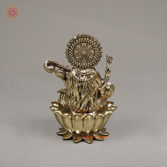 Brass Saraswati, 7.5"
