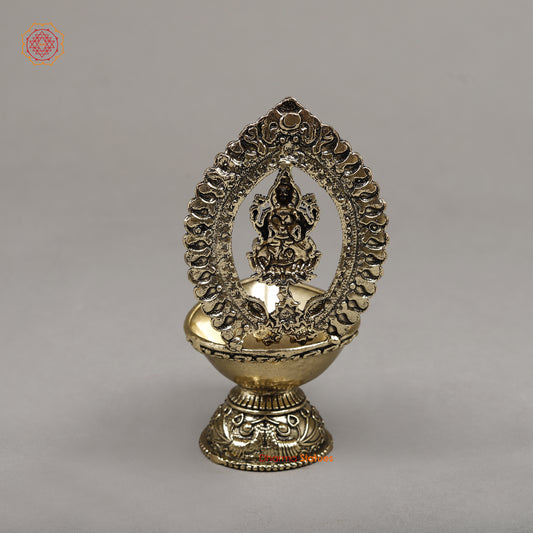 Brass Lakshmi Diya, 4.5"