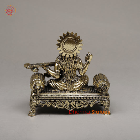 Brass Saraswati, 6"