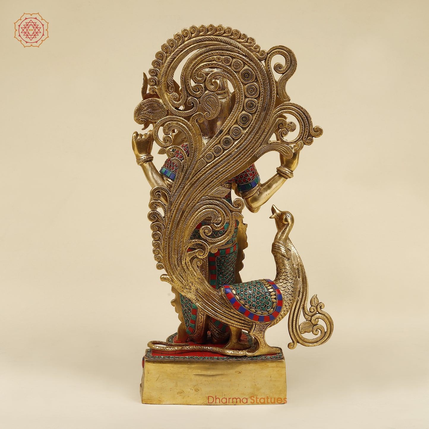 Brass Kartikeya, Stonework & Golden Finish, 20"