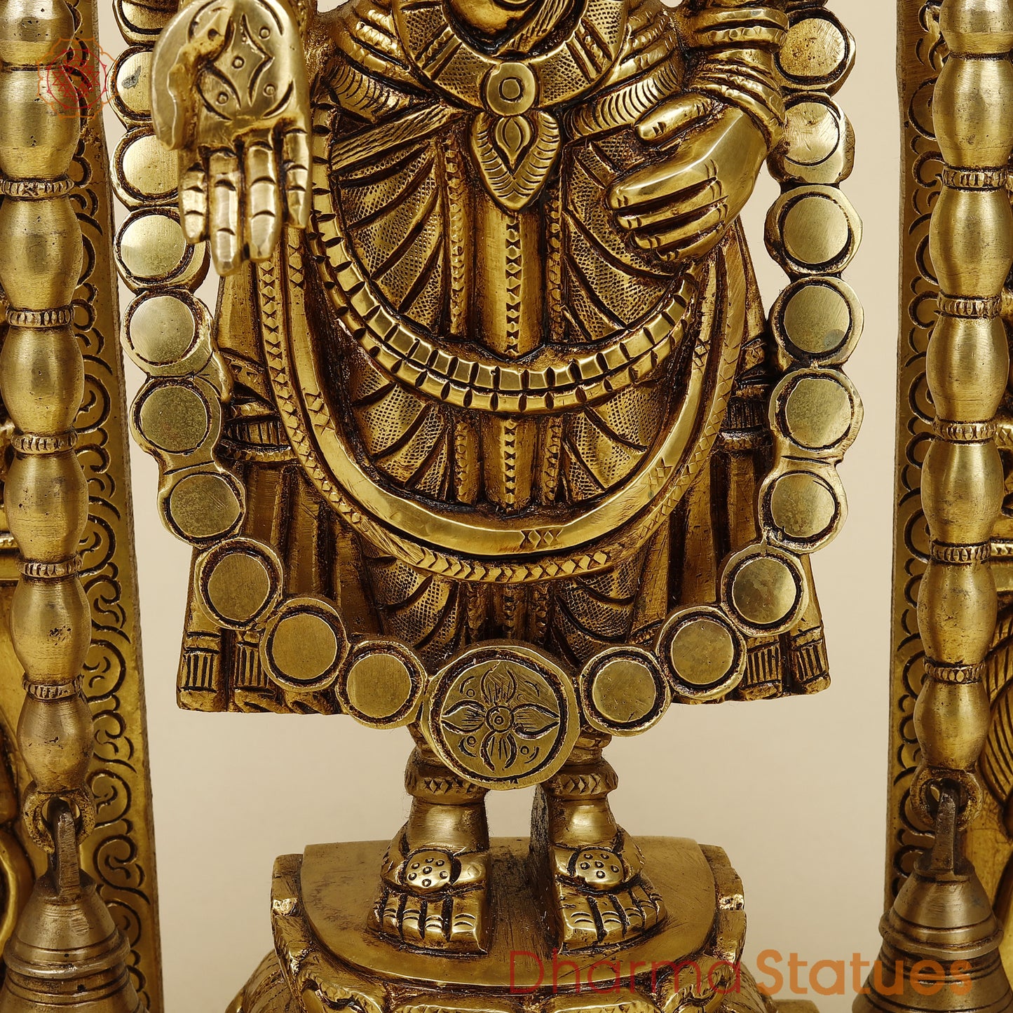 Brass Tirupati Balaji with Frame, Fine Golden Finish, 22"