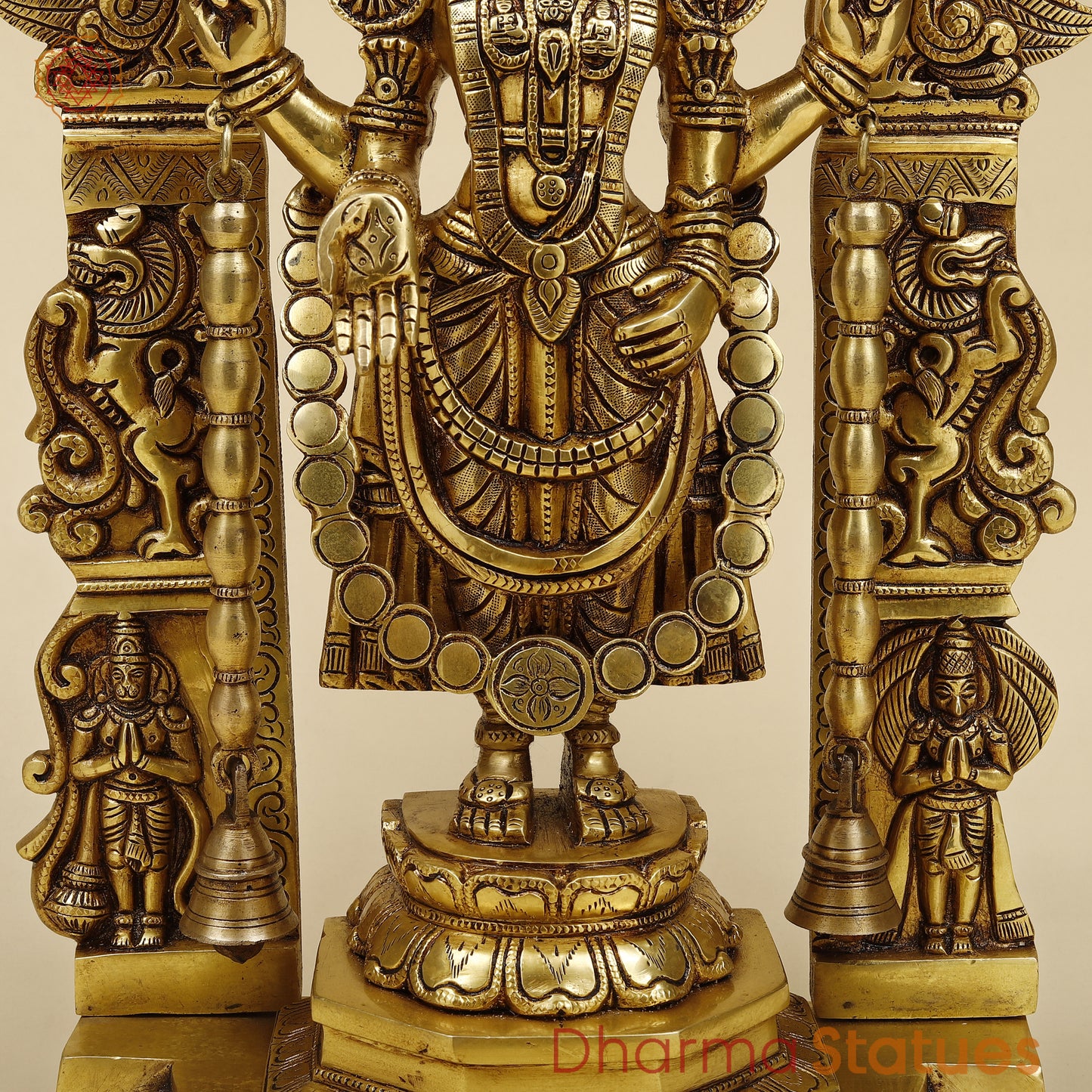 Brass Tirupati Balaji with Frame, Fine Golden Finish, 22"