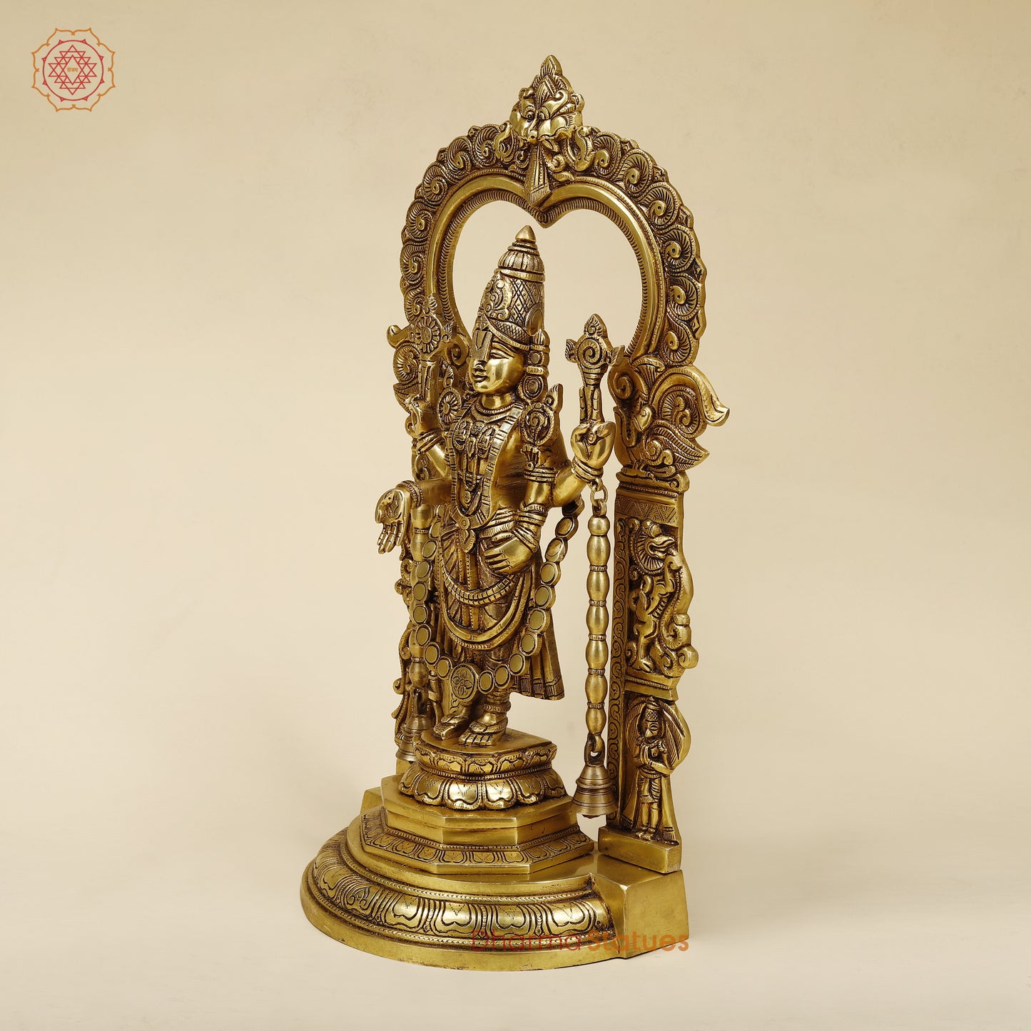 Brass Tirupati Balaji with Frame, Fine Golden Finish, 22"