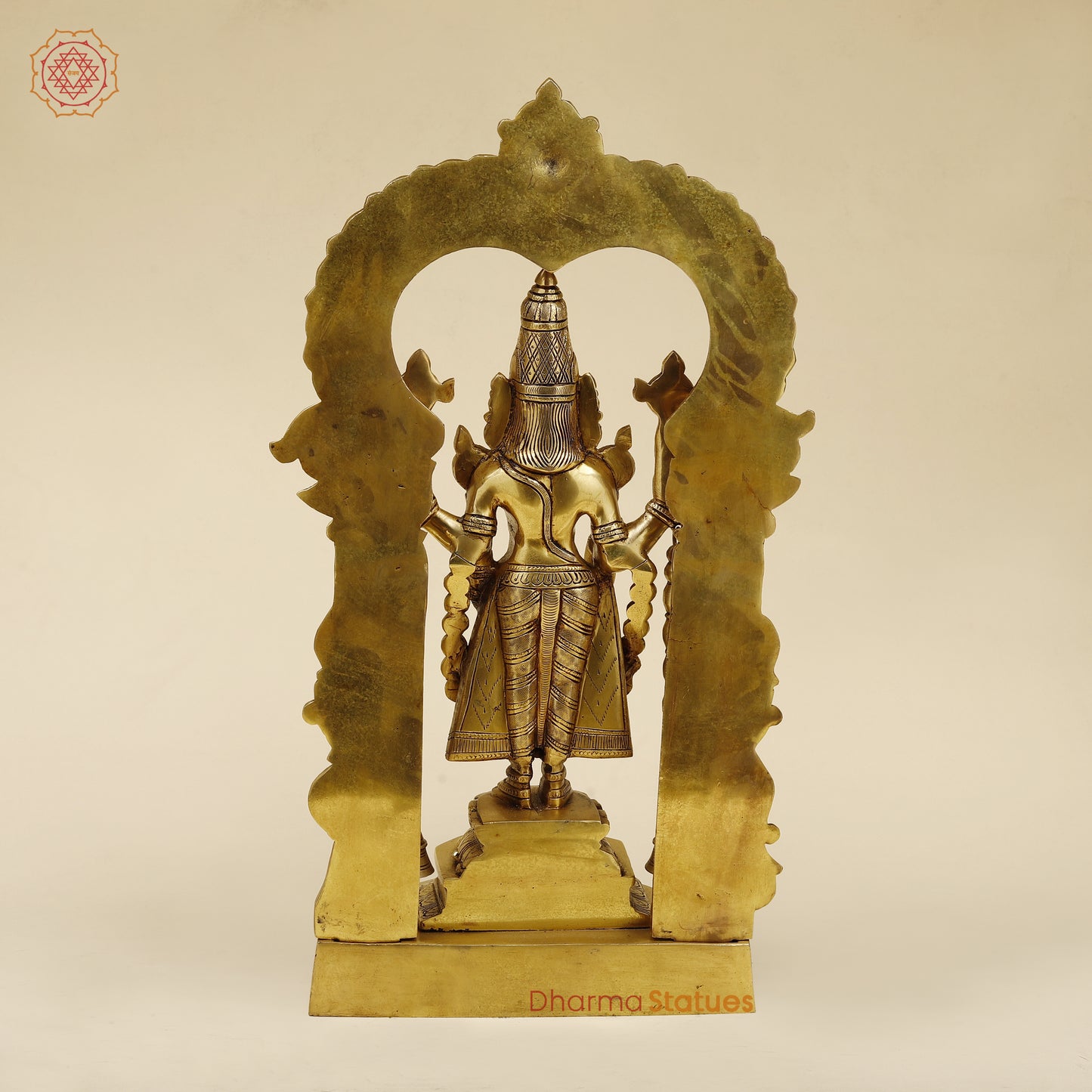 Brass Tirupati Balaji with Frame, Fine Golden Finish, 22"