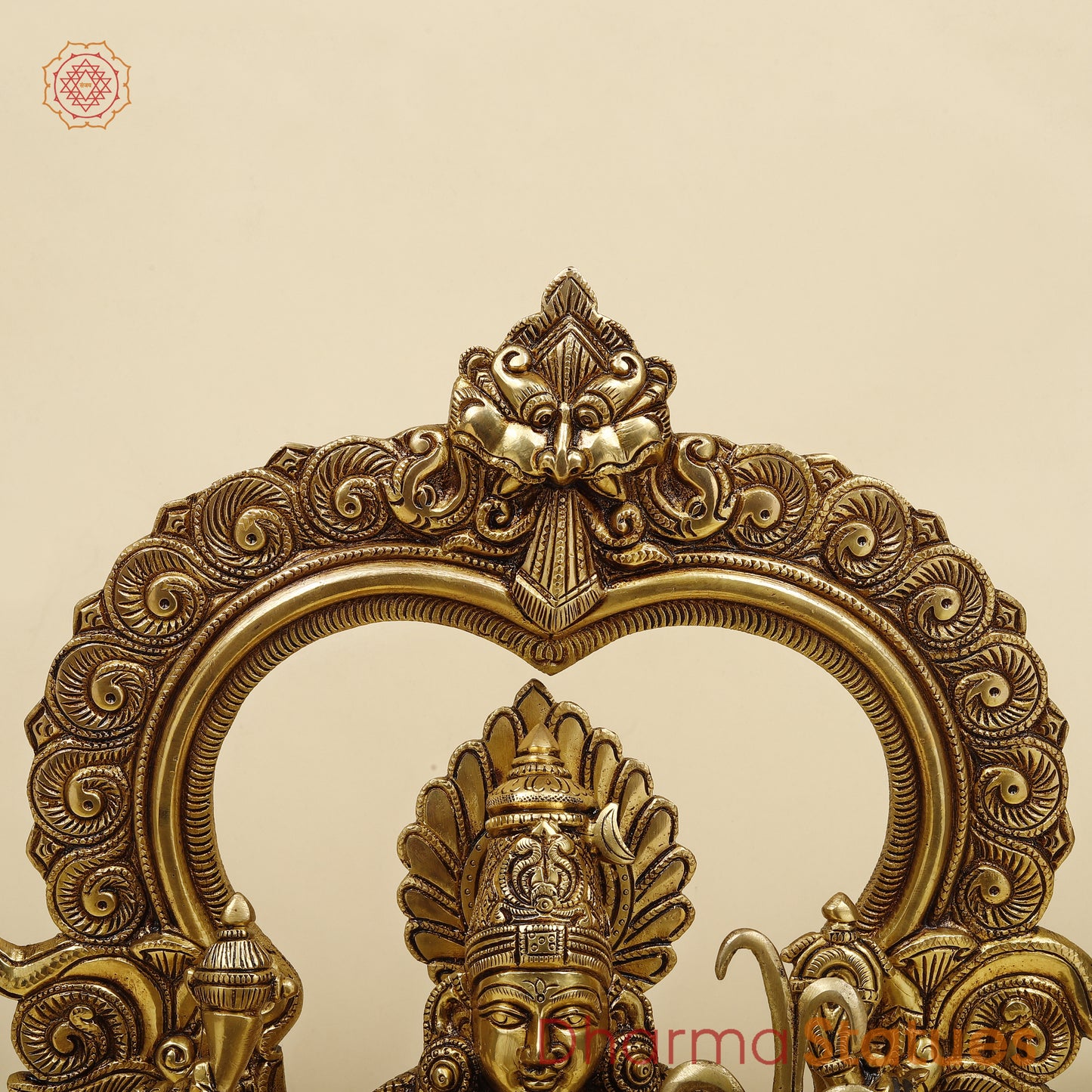Brass Lakshmi seated in Frame, Fine Golden Finish, 18"